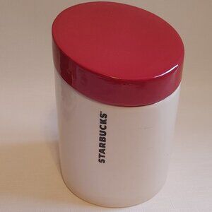 RARE 2011 Starbucks Kitchen Canister Lid Replacement Parts Red Angled Lid Coffee